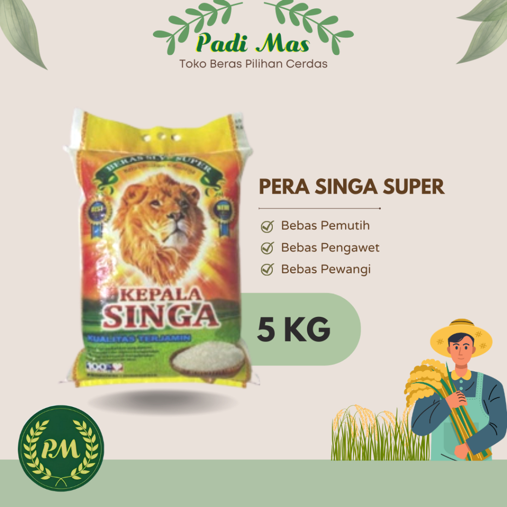 Beras Pera Super 5kg / Beras Pera merk Singa 5 kg / Beras Perak 5kg