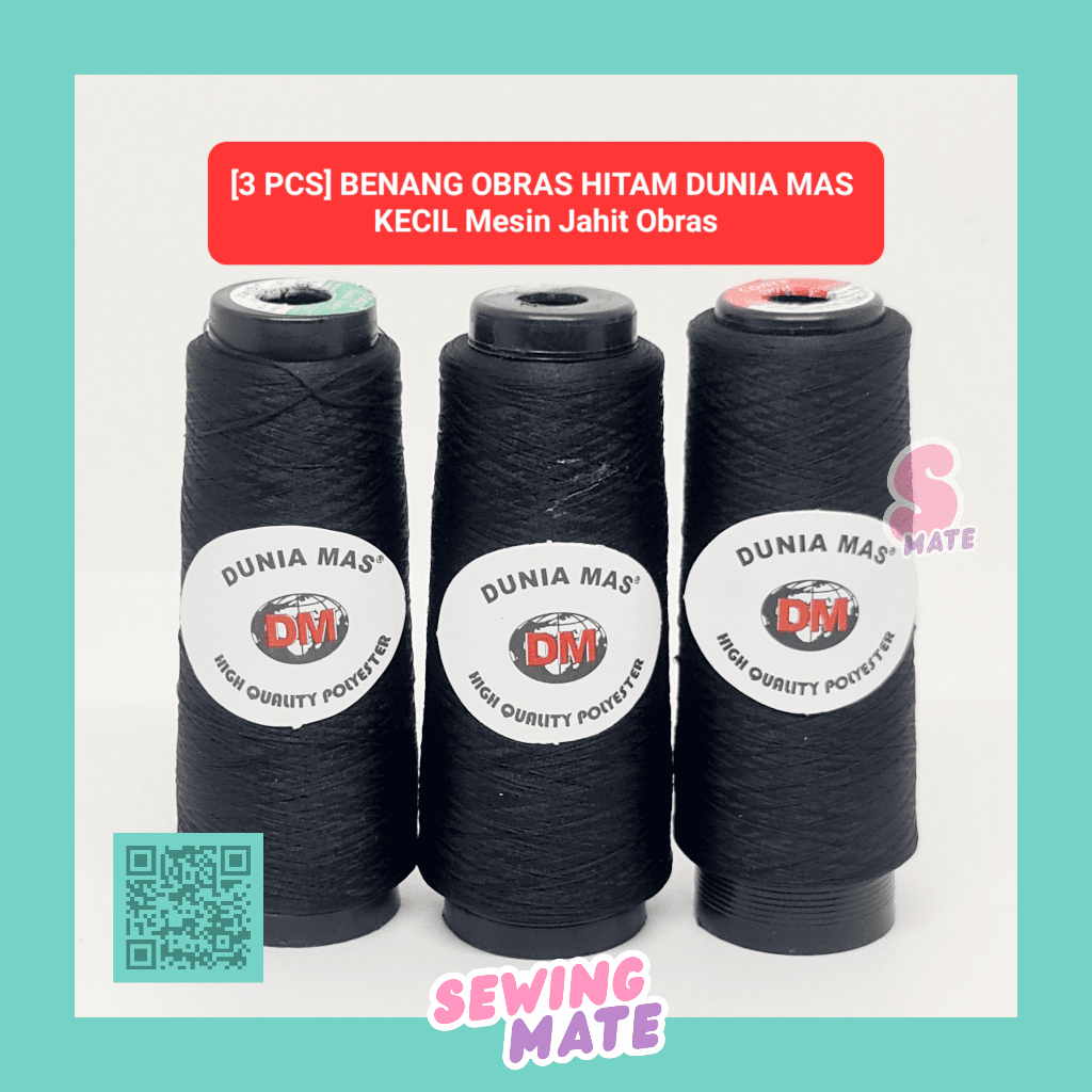 BENANG JAHIT OBRAS HITAM KECIL Mesin Jahit Obras --- 3 PCS