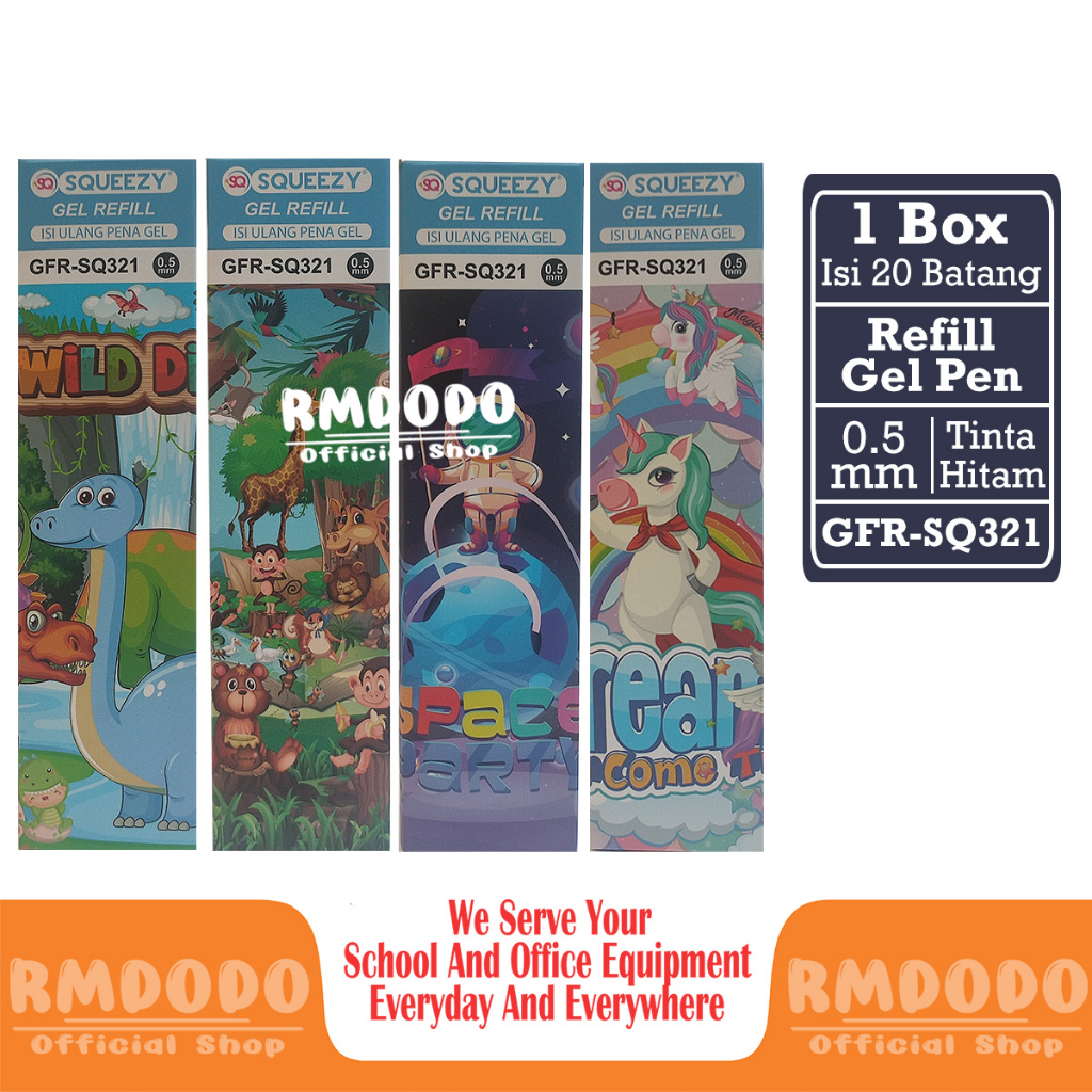 

Rmdodo - Isi Ulang Gel Pen Tinta Hitam 0.5mm [1 Box - 20 Pcs Batang] / Isi Tinta Pulpen / Refill Pen / Gel Refill GFR-SQ321