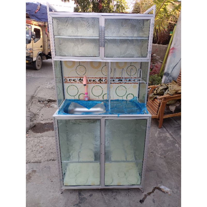 rak piring dan westavel cucian piring lemari piring bawah keramik belakang almunium pintu 2. cuci pi