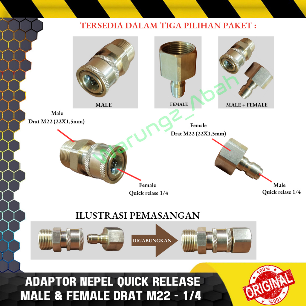 NEPEL NIPLE SAMBUNGAN QUICK RELEASE ADAPTOR ADAPTER KONEKTOR CONNECTOR KOPLER COUPLER NEPEL QUICK RE