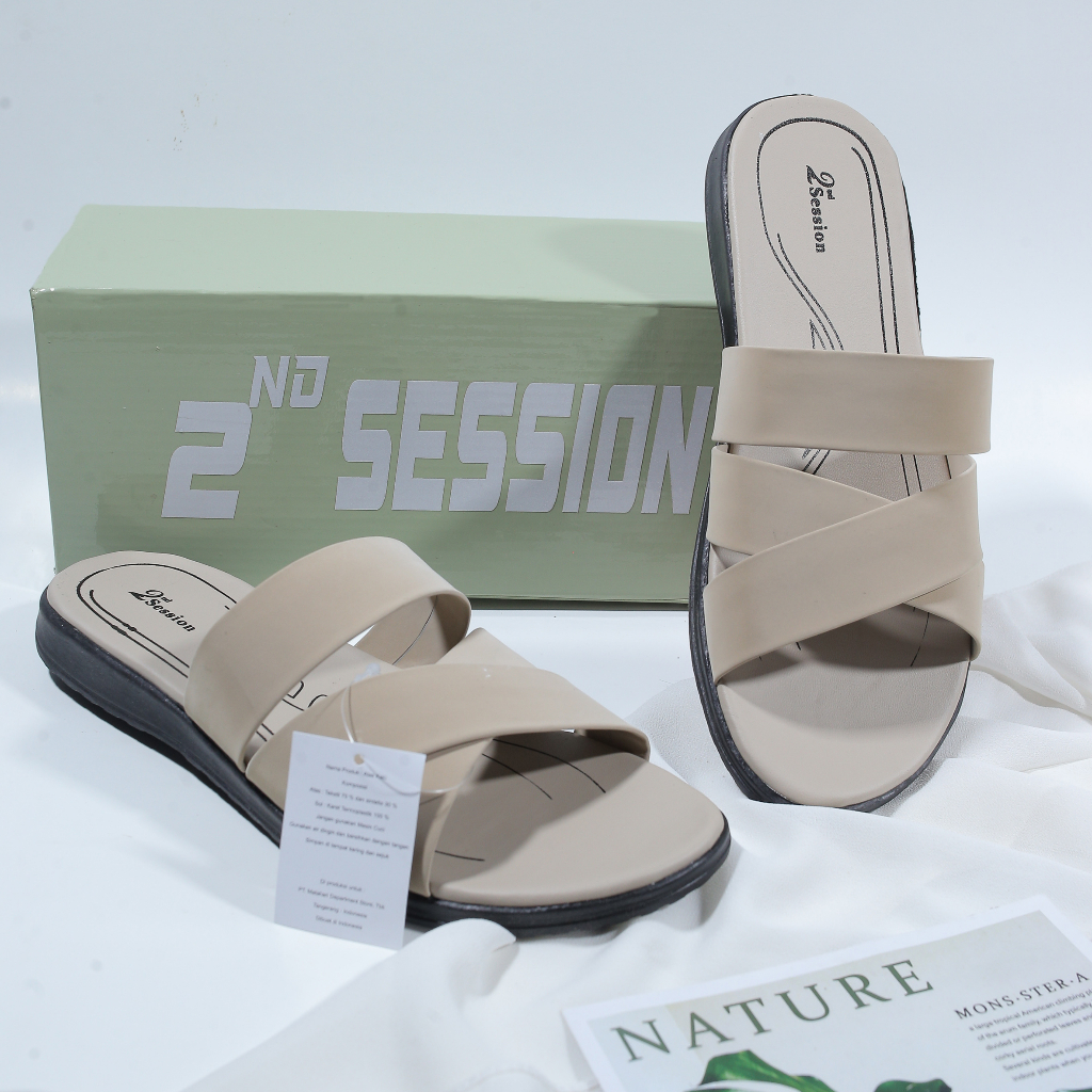 Sendal second session selop wanita remaja terbaru kekinian/sandal teplek slip on/SS 10