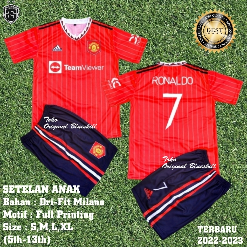 setelan jersey mu terbaru 2022-2033 / setelan baju bola anak / setelan jersey anak / baju anak club mu terbaru / pakaian olahraga anak terbaru