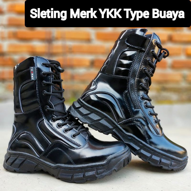 SEPATU PDL LGR MENGKILAP GLOSSY KULIT SAPI ASLI MERK TXARMY SEPATU PDL DINAS LAPANGAN UNTUK TNI POLRI SECURITY SATPAM