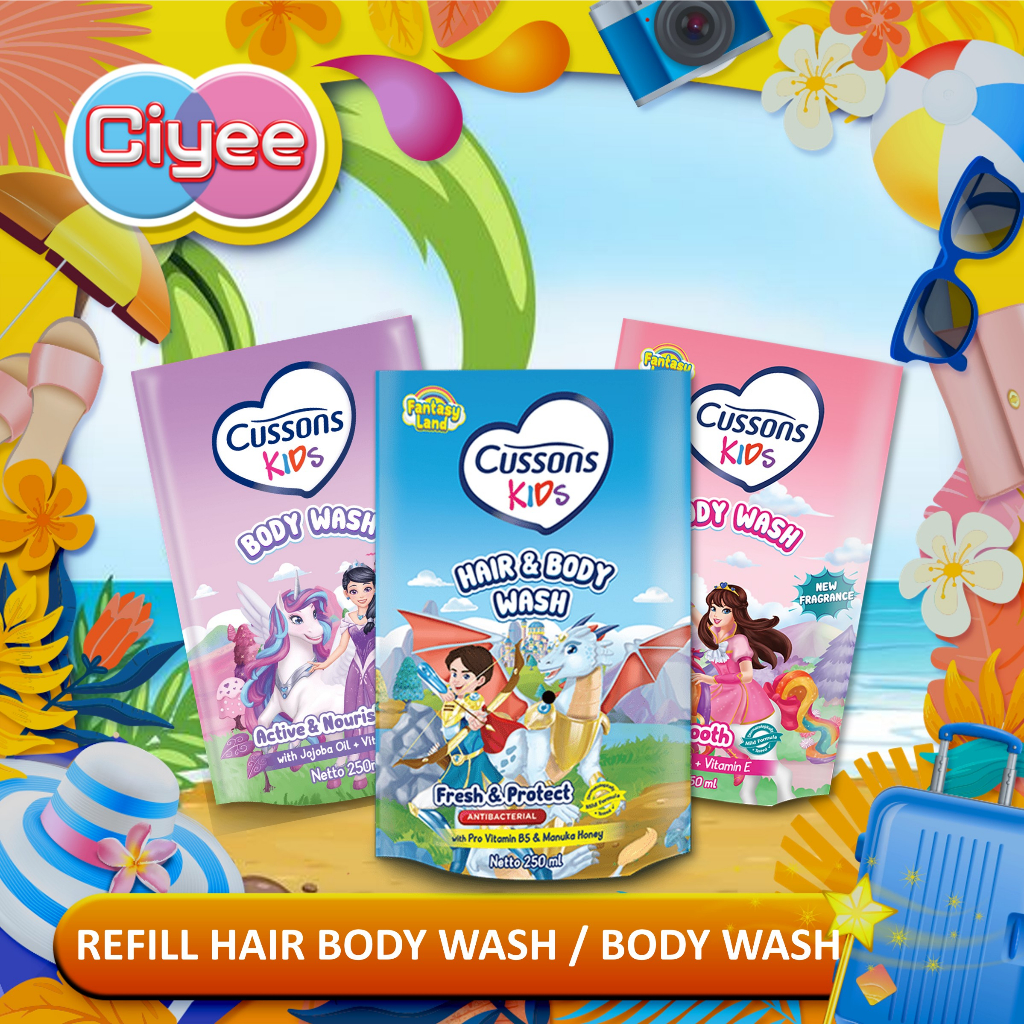 Cussons Kids Body Wash 250ml Refill - Shampoo Sabun Mandi Anak 2in1 - Cusson Kids Hair Body - Ciye