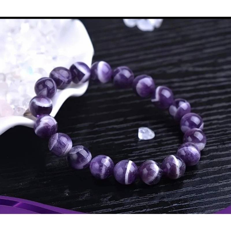 Gelang Batu Kecubung Amethyst Brasil Original