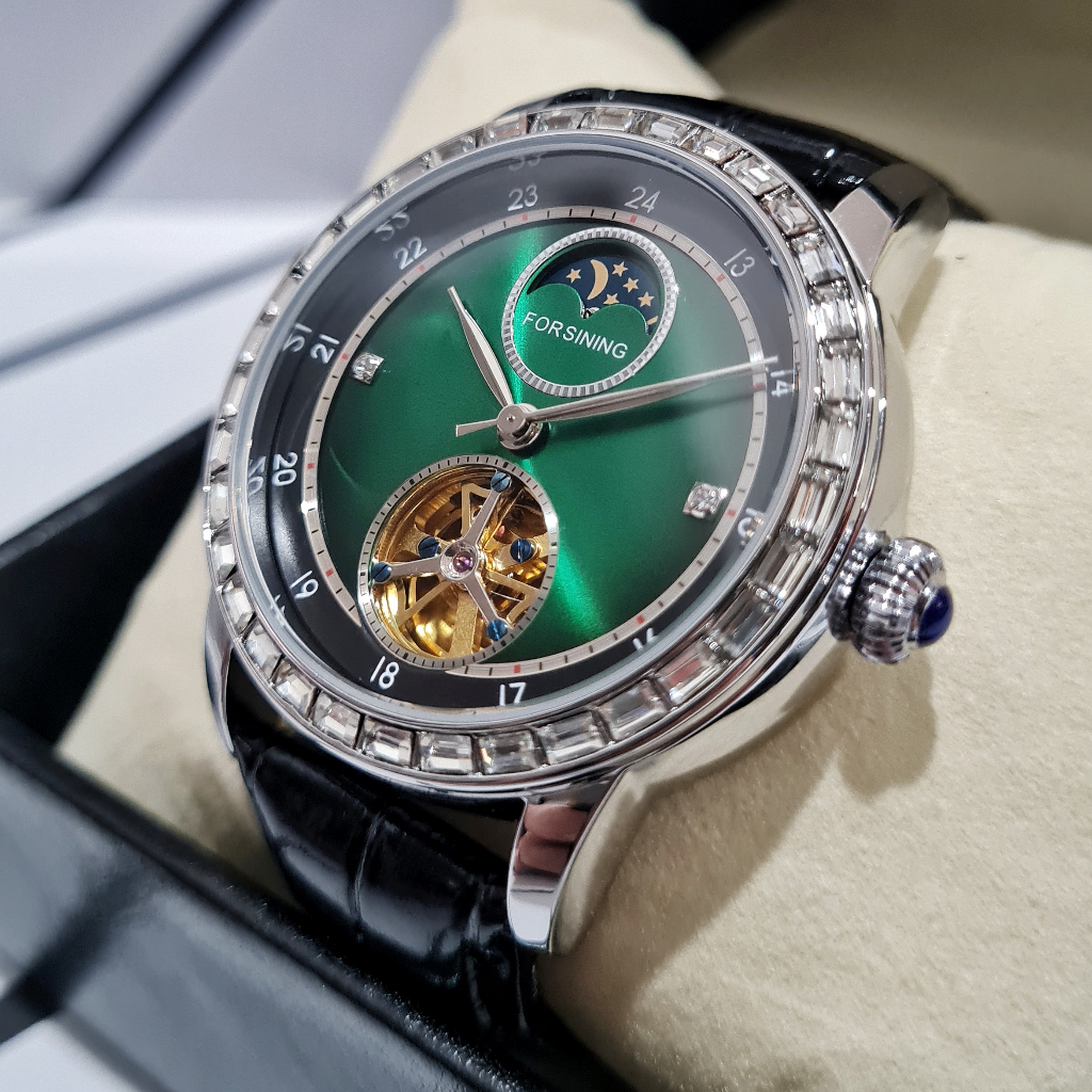FORSINING Divine Jam Tangan Pria Original Automatic Otomatis Mechanical Mekanik Tourbillon Skeleton 