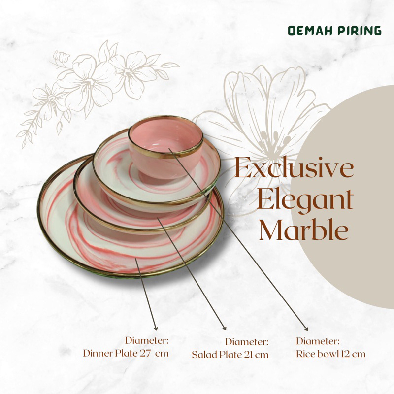 Piring Keramik Marble Pink / Piring Hampers / Punk Set