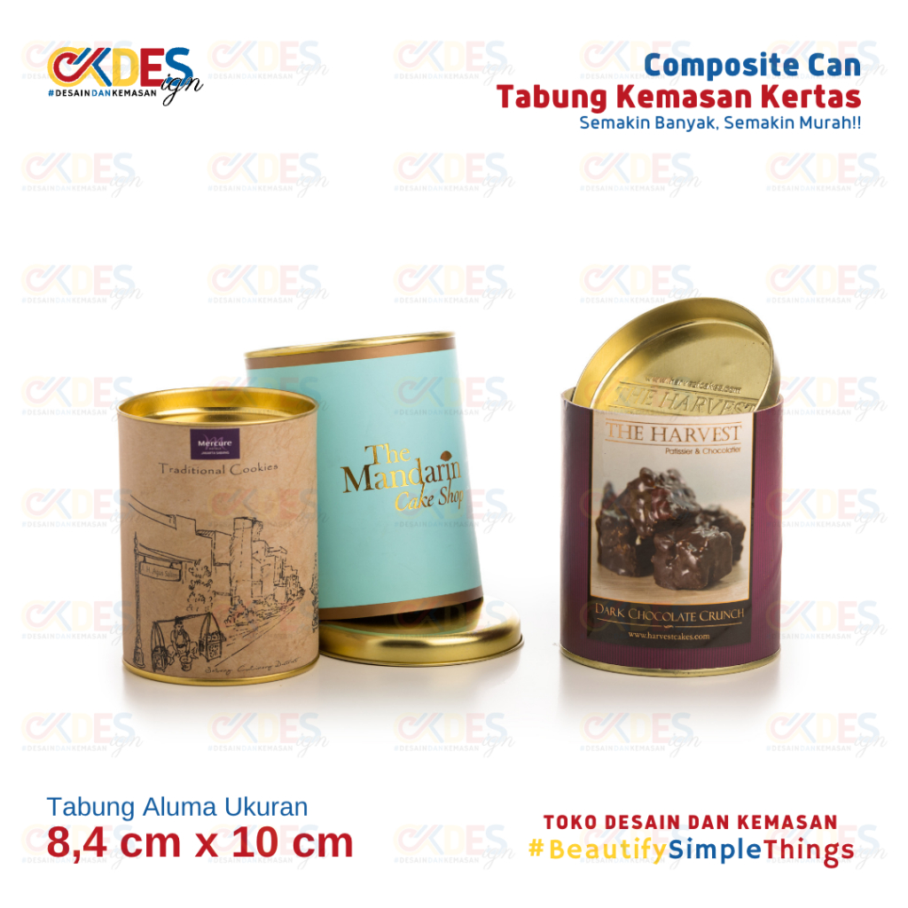 Composite Can ukuran 8,4 x 10 cm Custom Tabung Aluma Polos dan Print