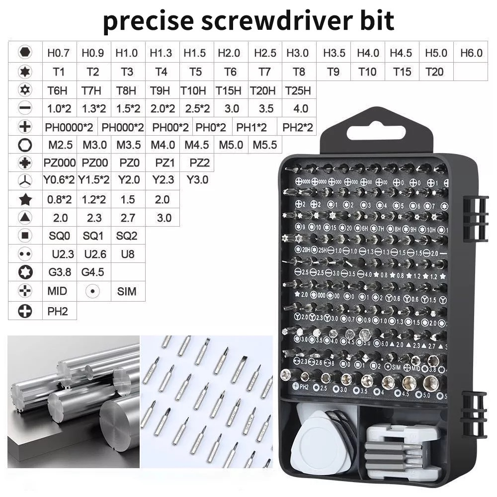 Obeng Set 115 in 1 obeng hp Multifungsi Alat Bongkar Mini Precision Untuk Smartphone Laptop Reparasi