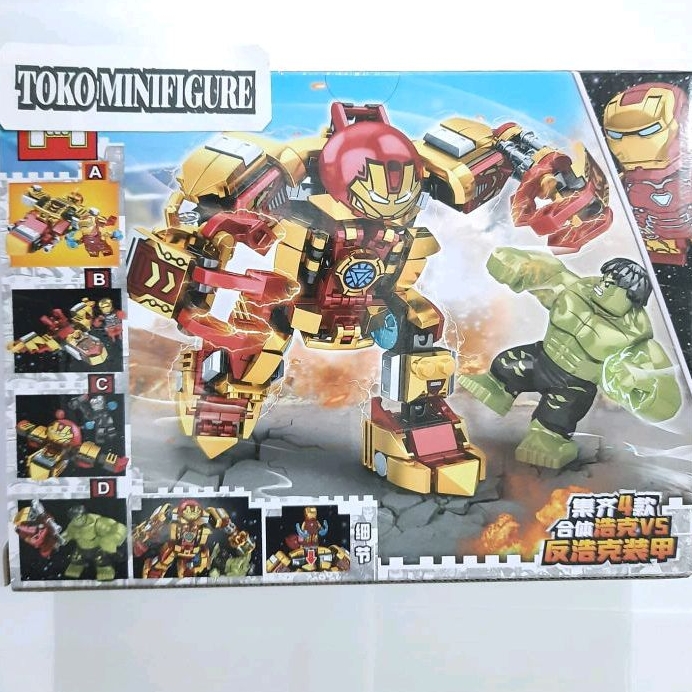 MAINAN EDUKASI ANAK BRICKS ROBOT HULKBUSTER IRONMAN - BIG HULK HEROES ASSEMBLE / FIGURE SPIDERMAN - 