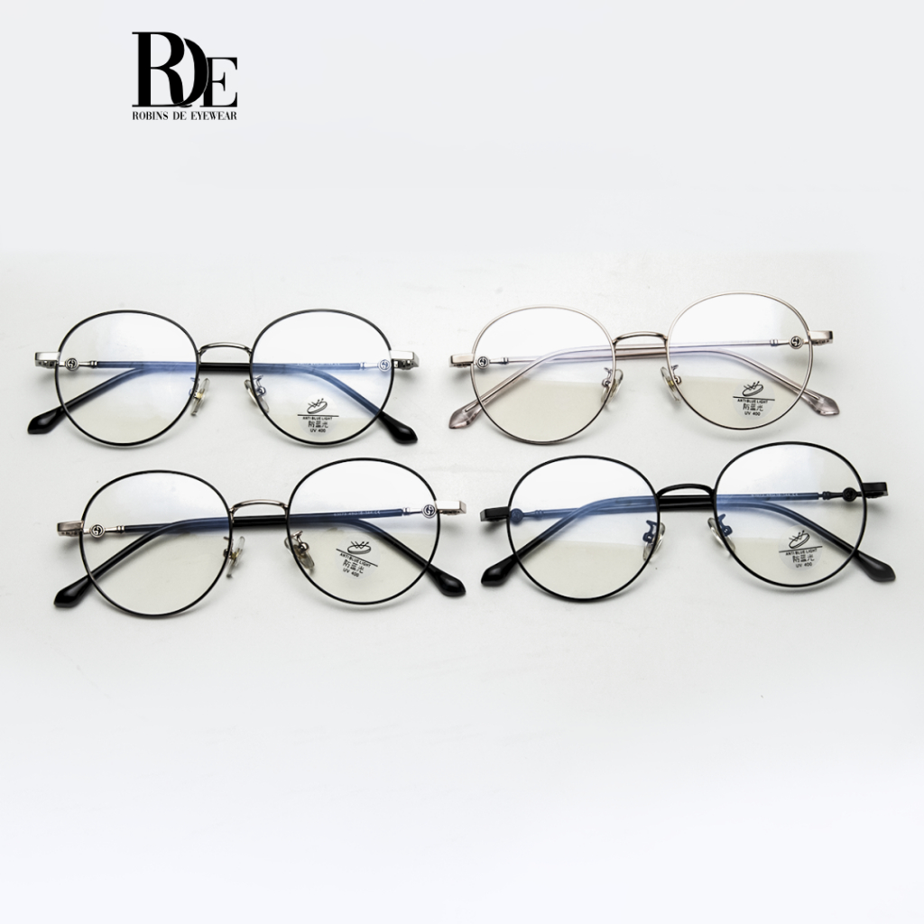 Robins kacamata Bulat Anti Radiasi Komputer Frame Kacamata Bisa Minus Photocromic Bluecromic Fashion Terbaru Pria Wanita 63073-1