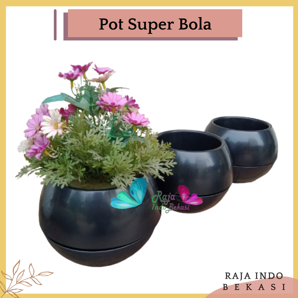 TERLARIS Pot Super Bola  Hitam Pot Bulat Vienna Putih Coklat Besar Pot Bola Vienna 677 676 Anggrek M