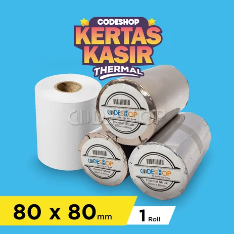 

Kertas Thermal 80 x 80 coreless 8MM POS Printer kasir bluetooth