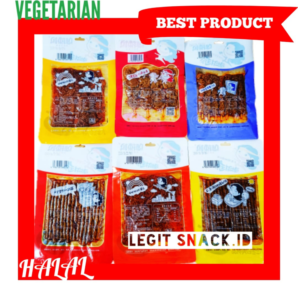 

Latiao Kulit Tahu Pedas Halal Vegetarian / Wulama Latiao Spicy Tofu