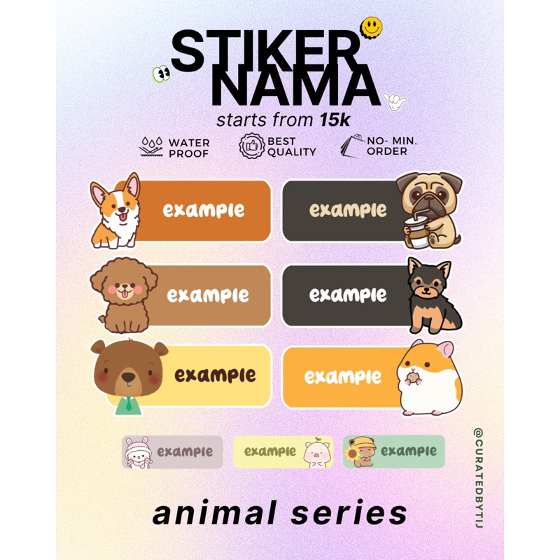 

CUSTOM STIKER NAMA WATERPROOF | Label Nama Hewan Animals Dogs Anjing Hamster Hamtaro