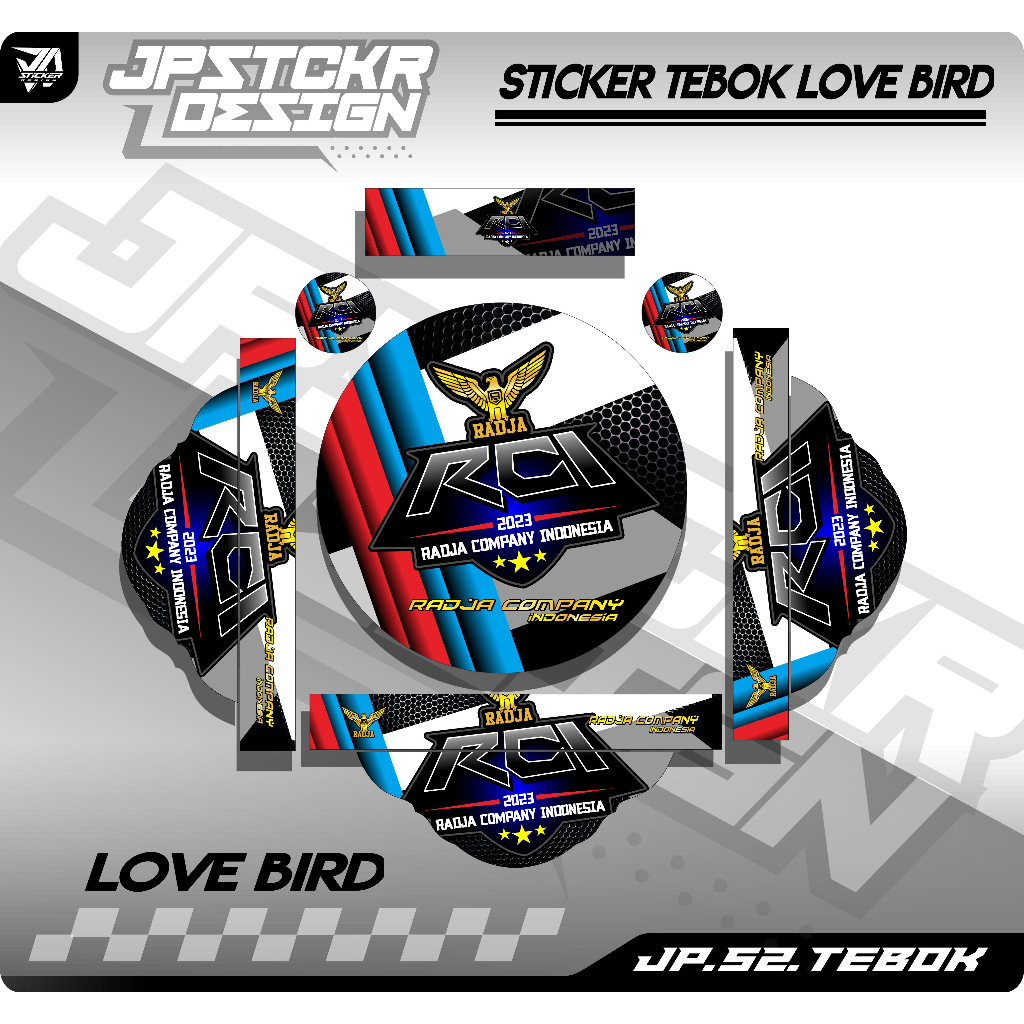 Sticker Decal Sangkar Burung Tebok Love Bird - Stiker Dekal Kandang Burung Kosan Radja Company Indon