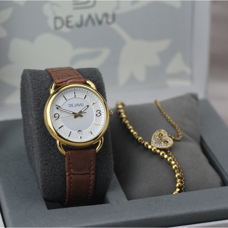 Jam tangan Dejavu 5021 Tali kulit Original Wanita