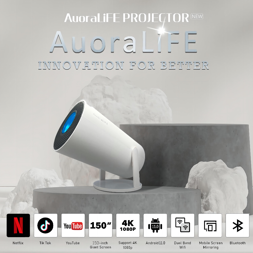 Auoralife 4K projektor mini portable HP bluetooth 6000 Lumen 4k tv android 11 2G+16G portable LCD pr