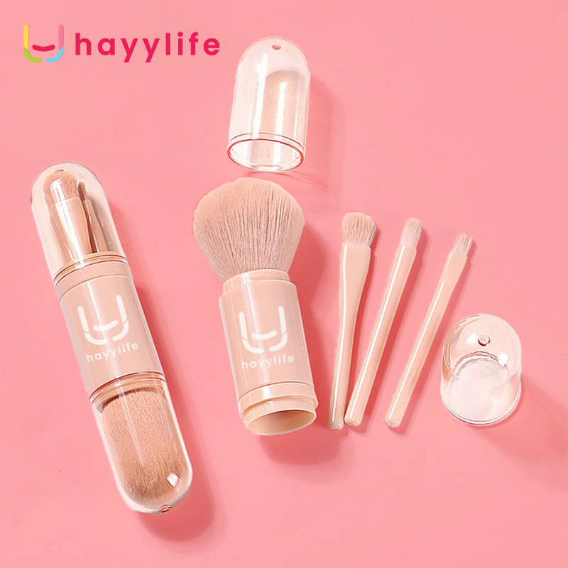 SOOKA Kuas Make Up - bagian mata 4 in1 bisa ditarik portabel warna nude HL-BCB512