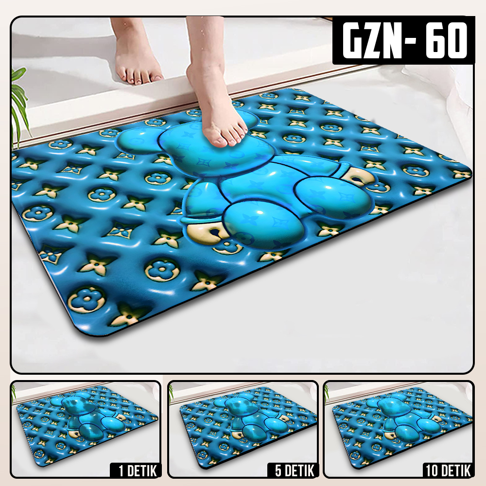Keset Diatomite 3D Kotak Anti Slip Keset Kamar Mandi Keset Lantai Menyerap Air 3D Karakter Futureworld-GZN-60