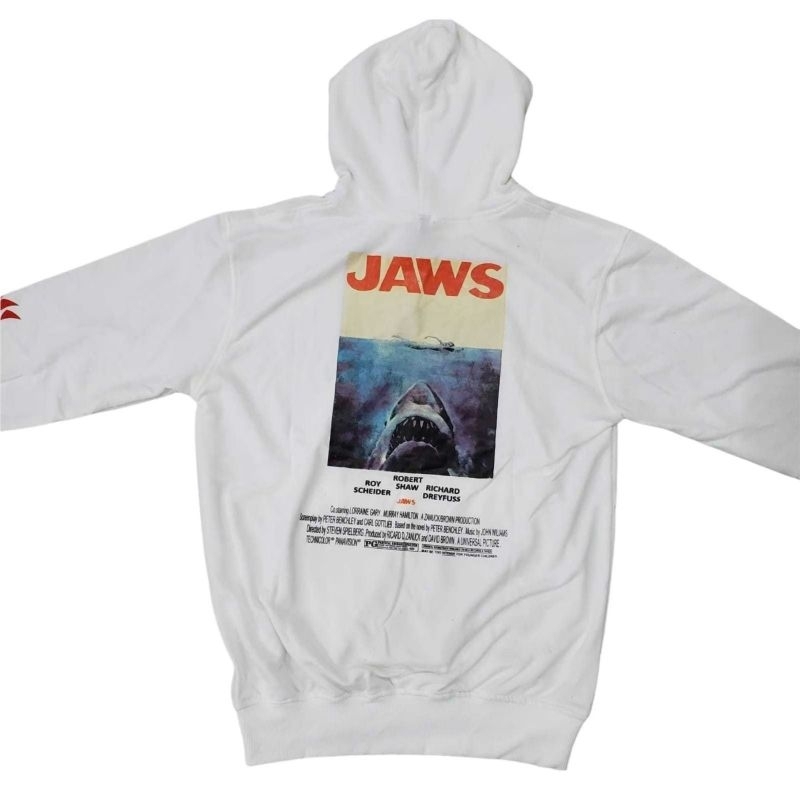 HnM h&m hoodie the jaws/shark unisex white/putih