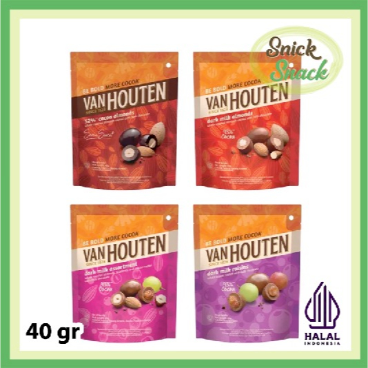 

Van Houten Chocolate Ball 40 gr Dark milk Semi Sweet Almonds Raisins Assortment