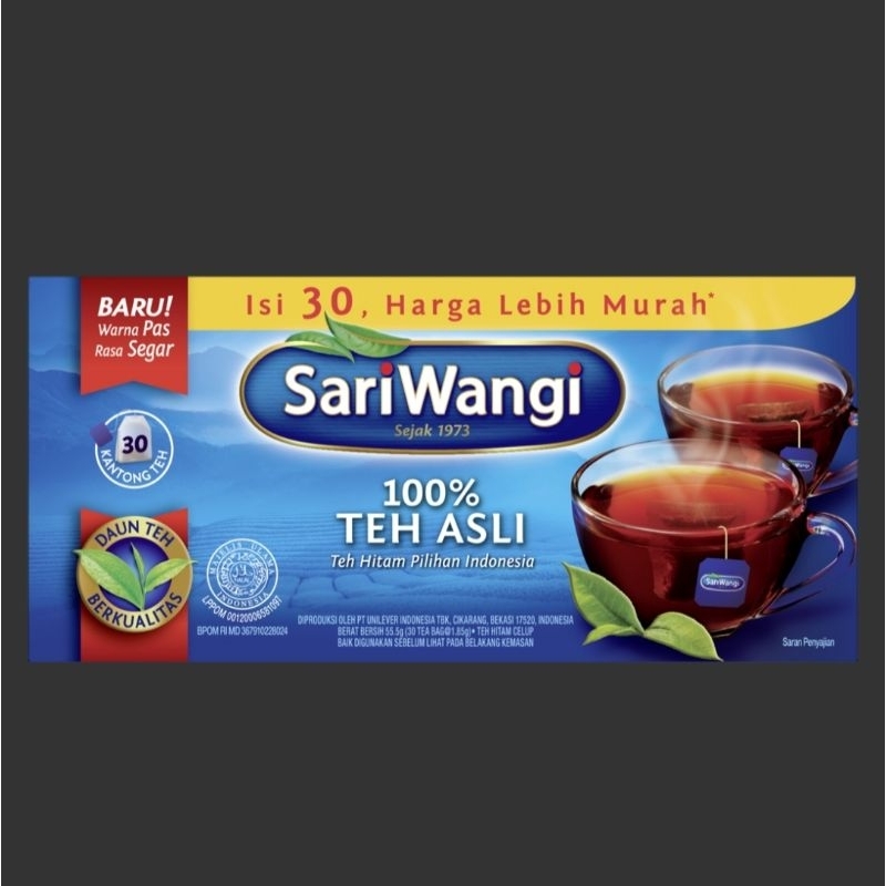 

Teh Celup Hitam Asli SARIWANGI (1.8 G - 30 Pcs)