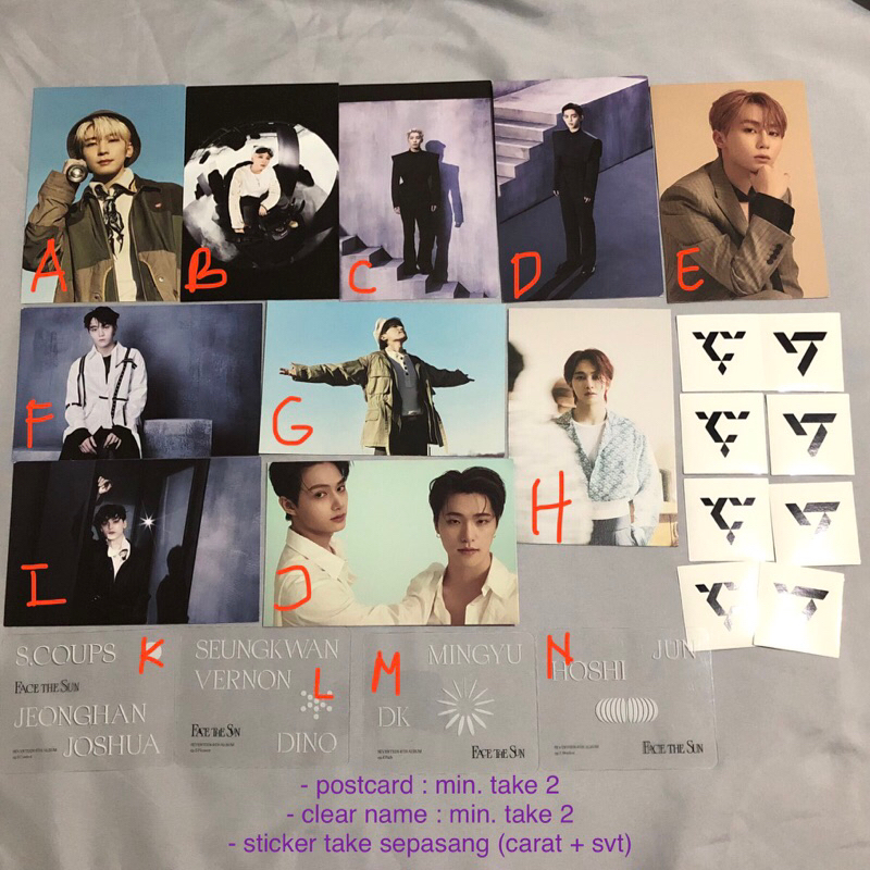 ready stock postcard seventeen face the sun fts your choice yc svt wonwoo scoups seungkwan jeonghan 