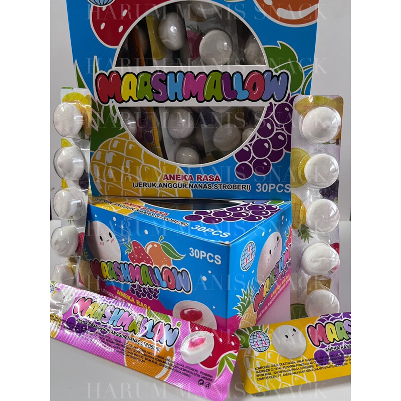 

Marshmallow Bulat Marsmallow Mochi Box Mallow Moci isi 30 pcs