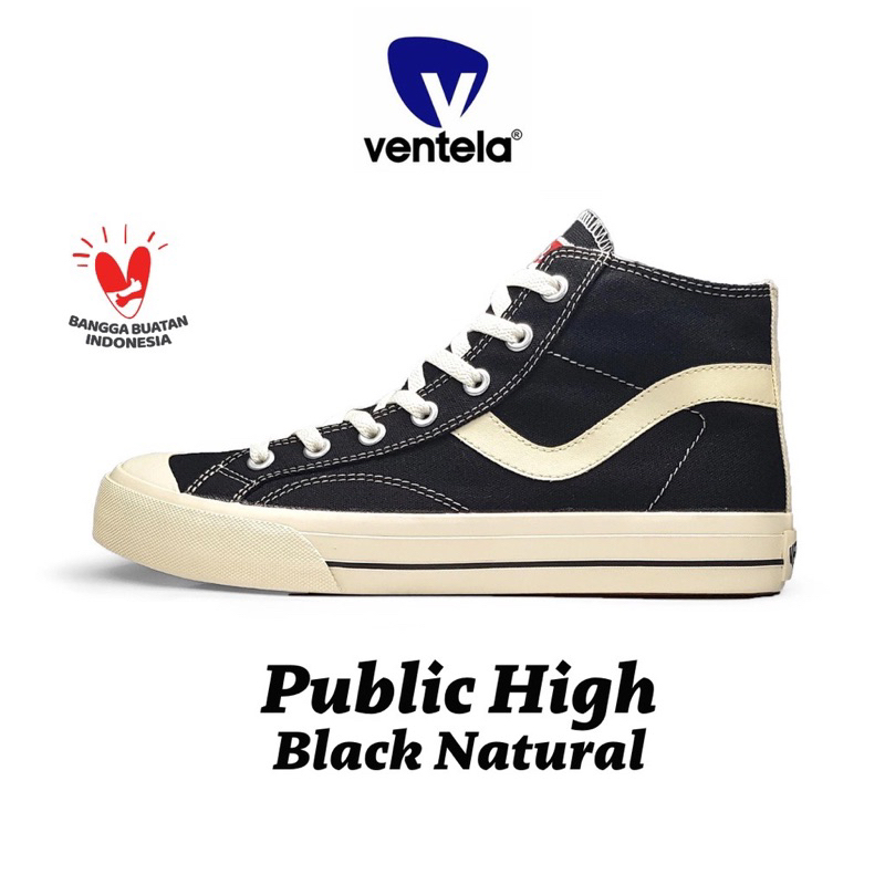 Sepatu Ventela Original Public High Hitam Black Natural Vantela Shoes Public