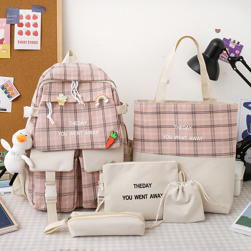 Tas Sekolah Anak Wanita Perempuan SD SMP SMA Tas Ransel Sekolah Wanita Import Tas Set 5 in 1
