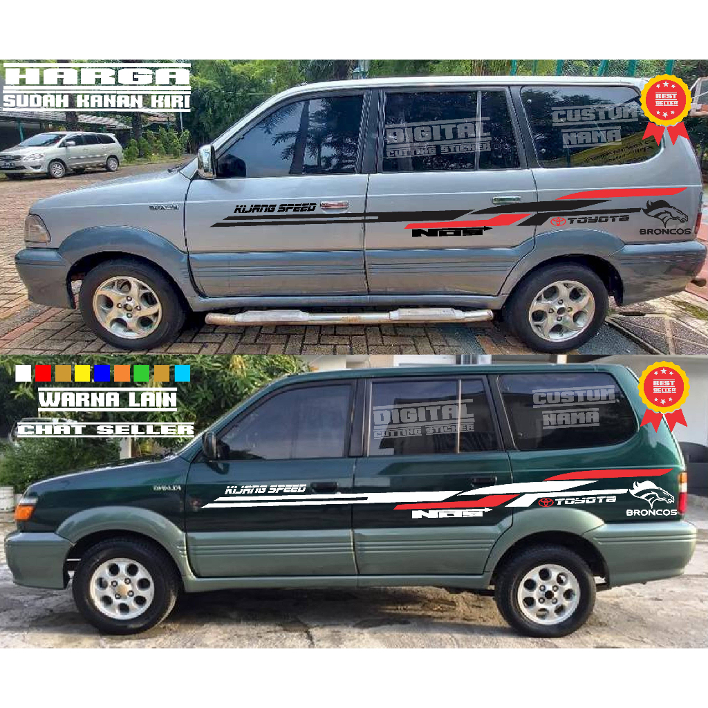 Stiker mobil toyota kijang stiker mobil kijang krista kapsul cutting stiker body samping mobil kijan