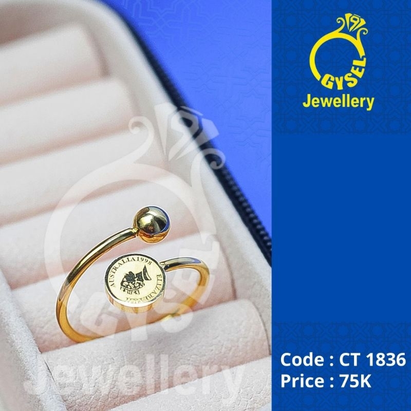 CT 1836 - Cincin Titanium Koin Boba Eliz Gold