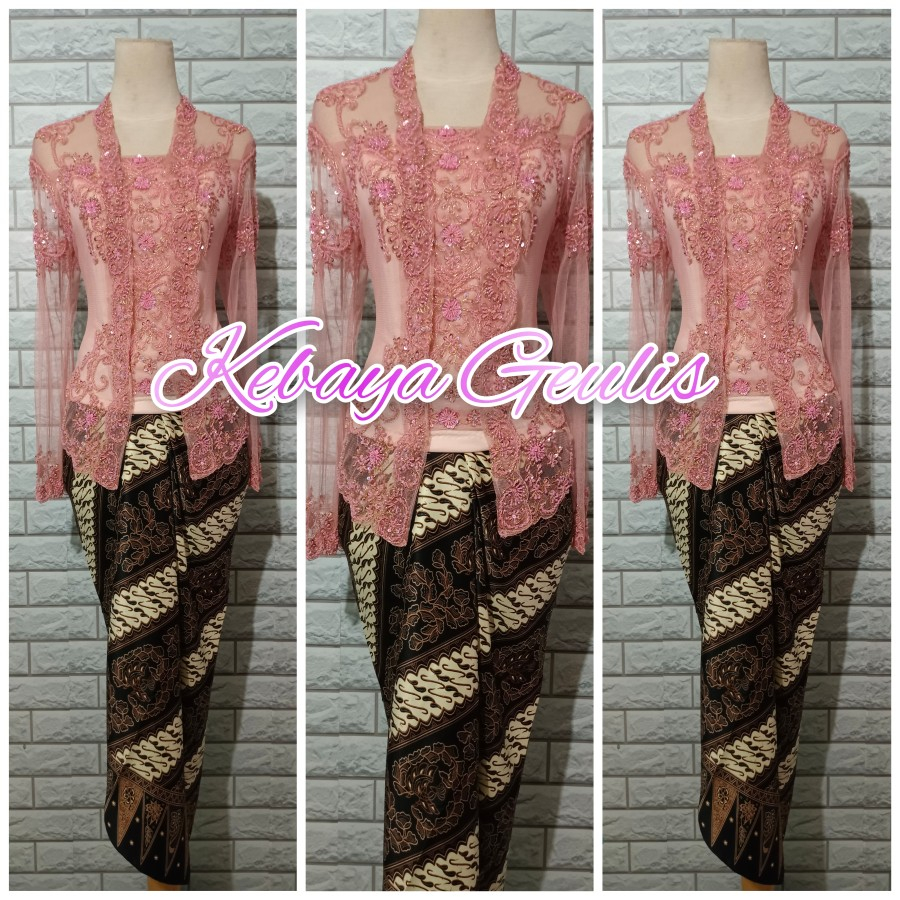 Satu set kebaya pesta kebaya abege model kutubaru +rok lilit - nude