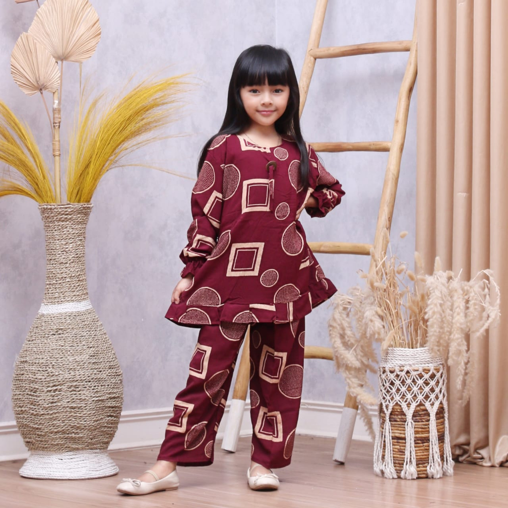 Setelan anak perempuan usia 5-10 tahun one set anak perempuan bahan rayon