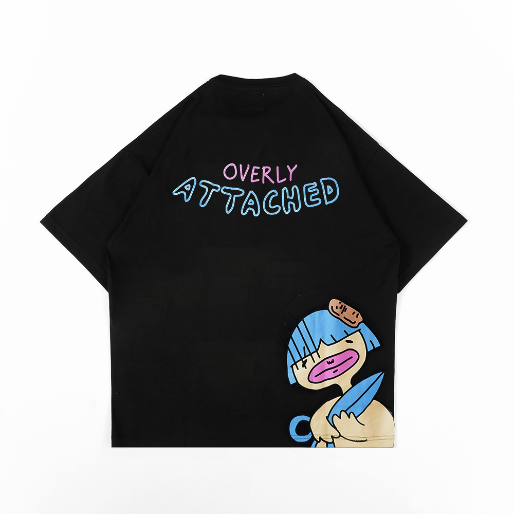 PEANUT STAIN - Overly Attached Black Oversized Tshirt