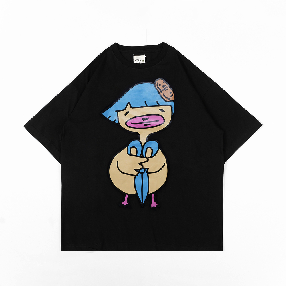 PEANUT STAIN - Overly Attached Black Oversized Tshirt