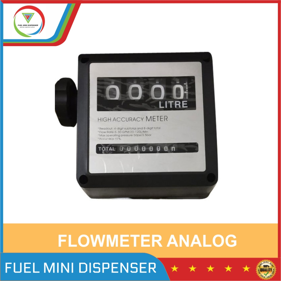 Flowmeter Analog/Manual 4 Digit Alat Ukur BBM Solar Air Out In Put 1&quot;