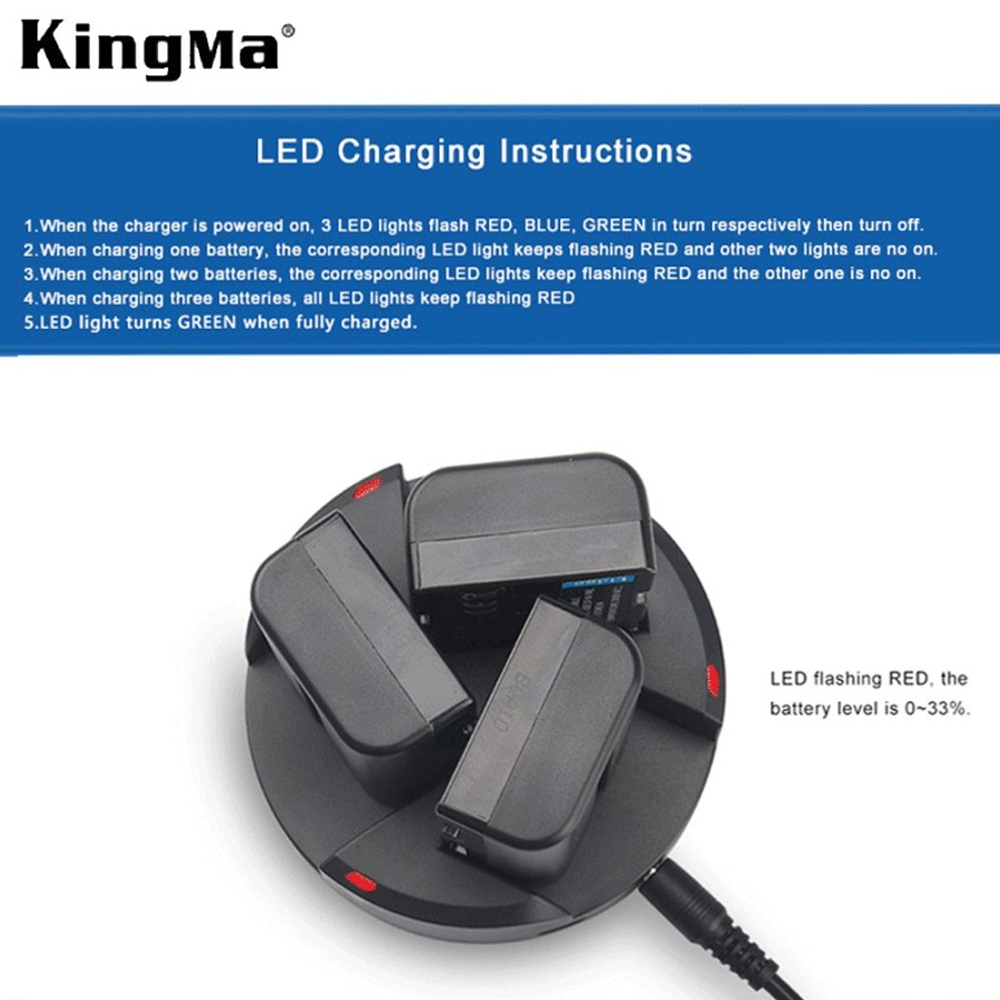 KINGMA Smart 3-Slot Charger Sony NP-F970 NP-F550 + Fast Adaptor