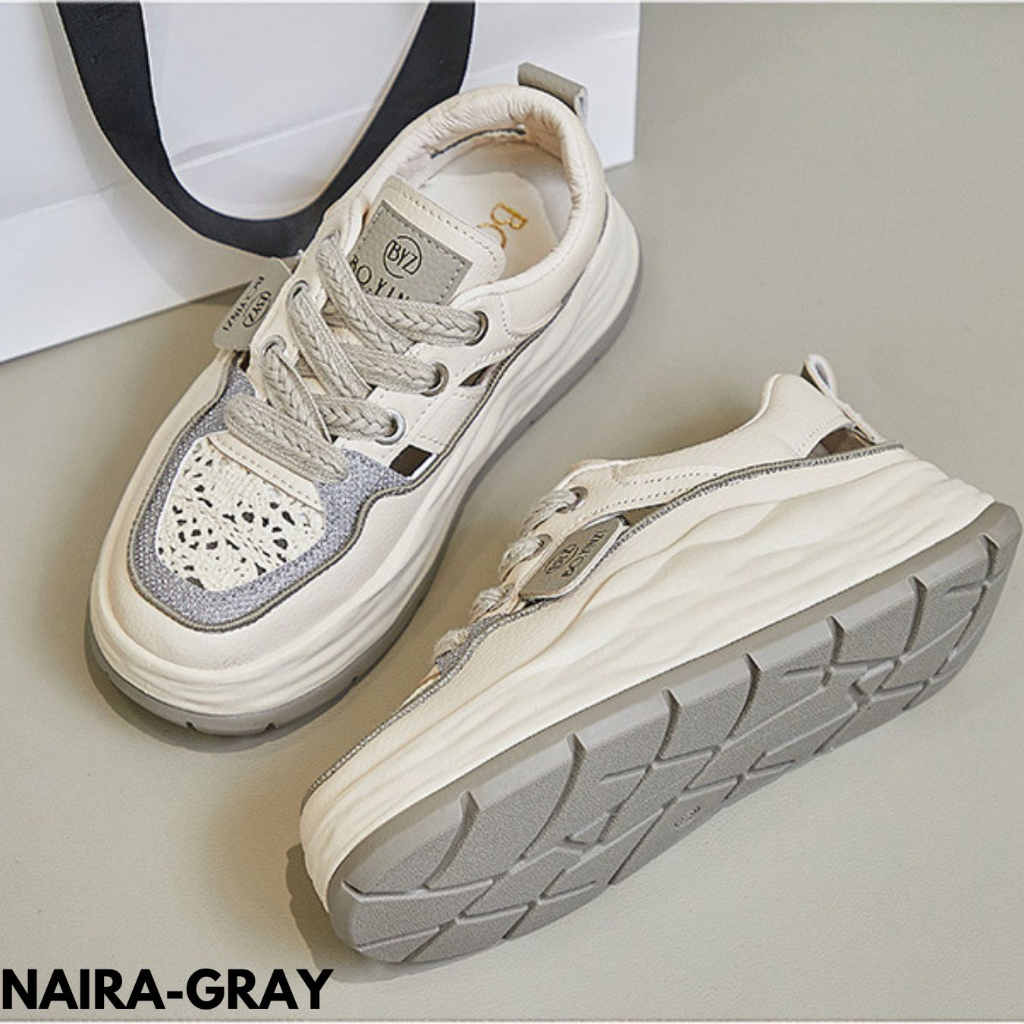 Gypsy - Sepatu Sneakers Wanita Desain Cantik Sole Tinggi Bahan Pu Import Naira