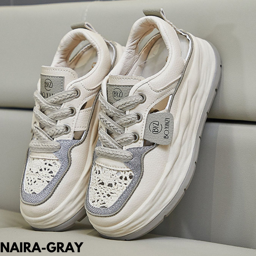 Gypsy - Sepatu Sneakers Wanita Desain Cantik Sole Tinggi Bahan Pu Import Naira