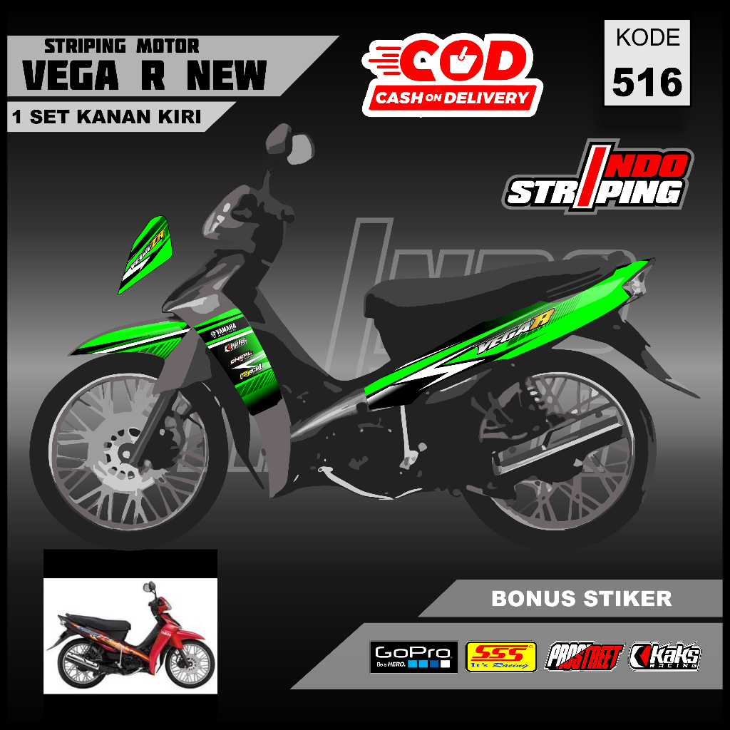 Striping Vega R New / New Vega R (M516) - Sticker Stiker Setiker Semi Fullbody Yamaha Vega R New Mot