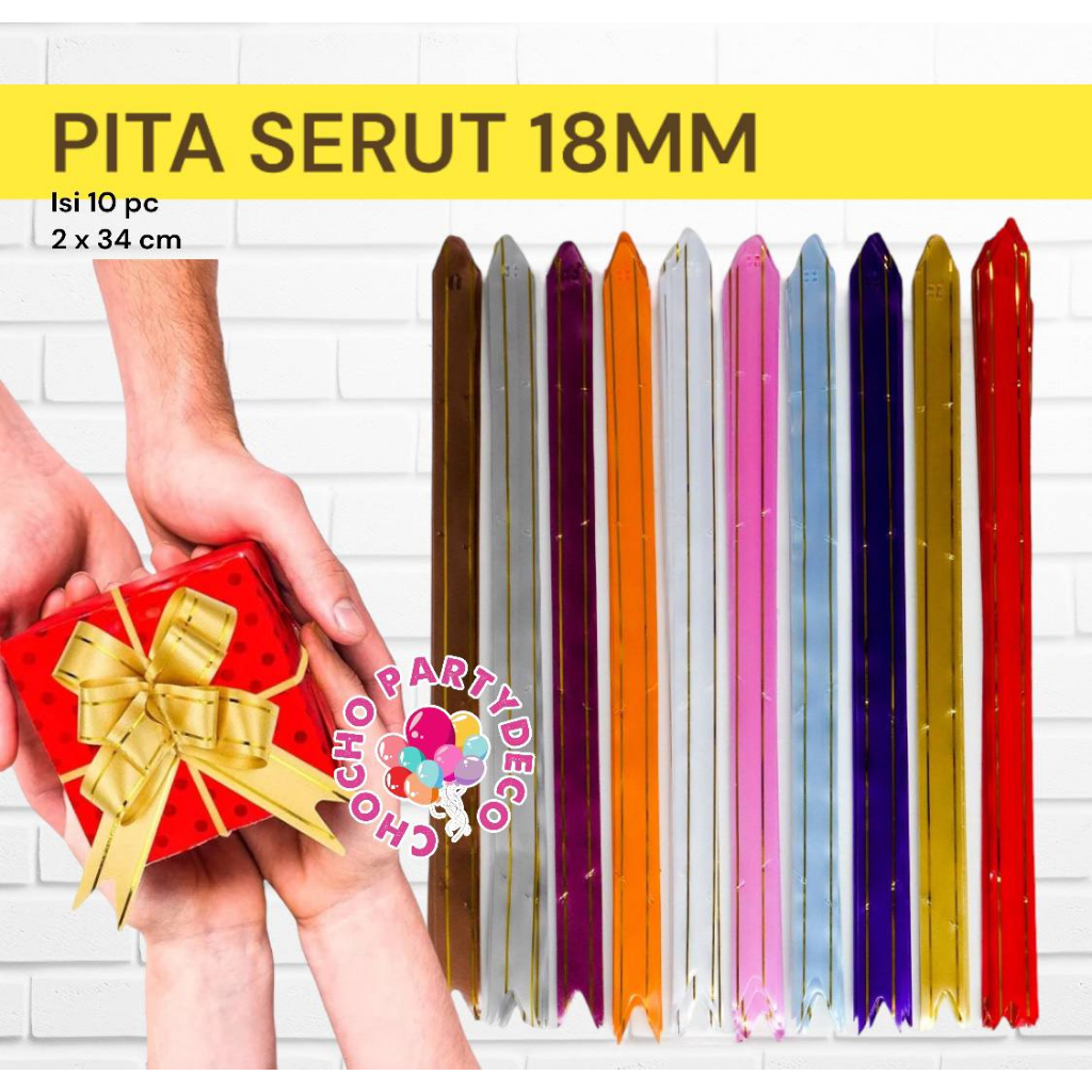 

Pita Serut 18 mm LIST EMAS isi 10 pc / Pita Tarik Kecil / Hiasan Parcel Idul Fitri Lebaran