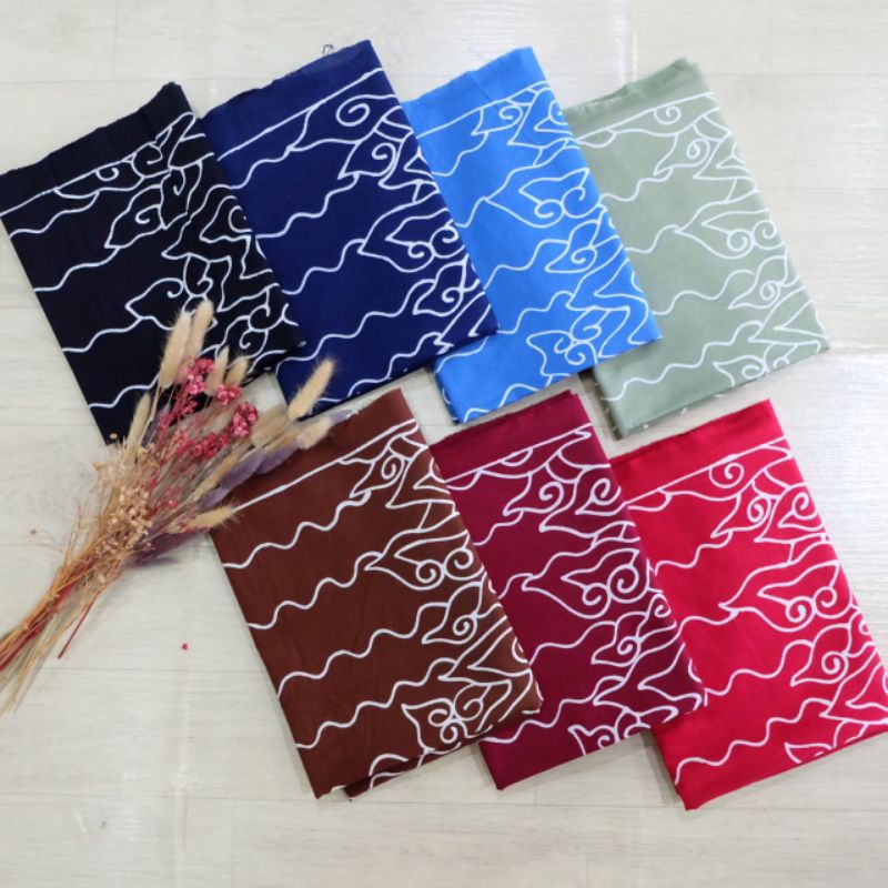 KAIN BATIK KATUN TULIS MEGA MENDUNG SET DOBBY POLOS KHAS CIREBON BATIK FARIZA