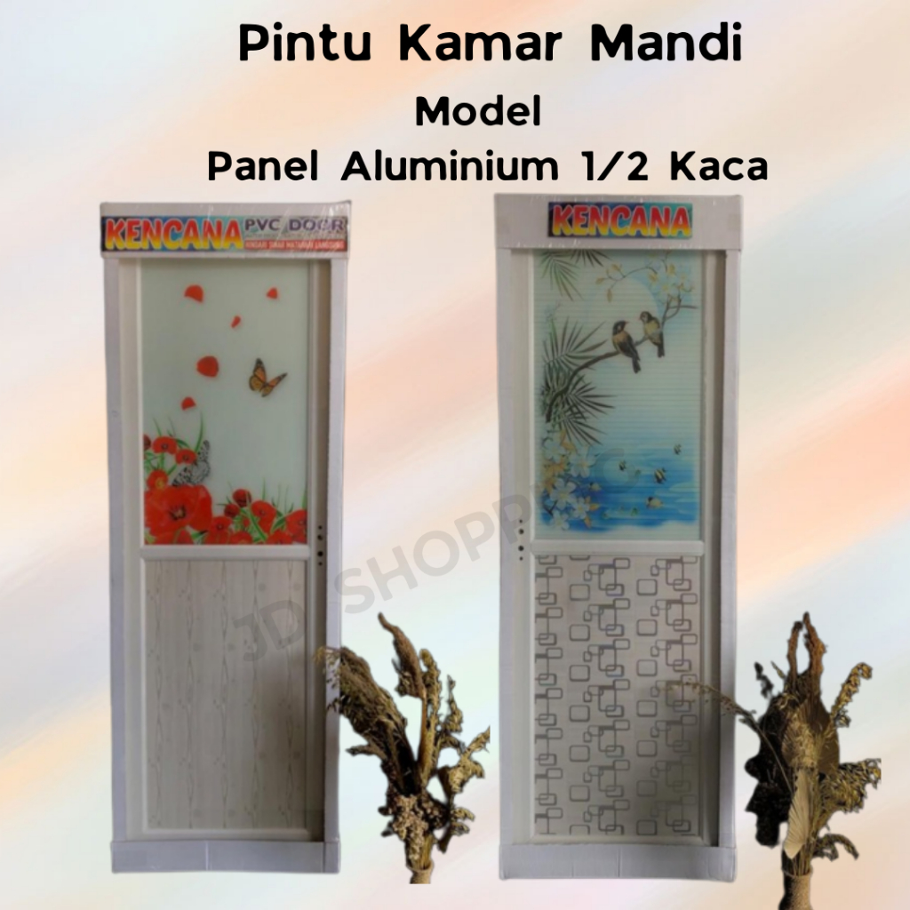 Pintu Kamar Mandi Motif Panel Aluminium 1/2 Kaca