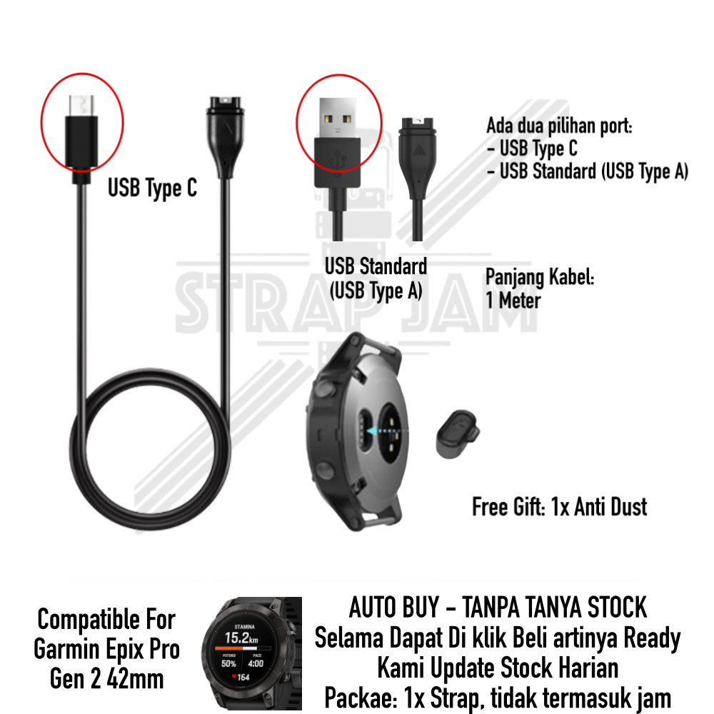 Kabel Garmin Epix Pro Gen 2 42mm - Cable Charging Charge Ces Cas Casan