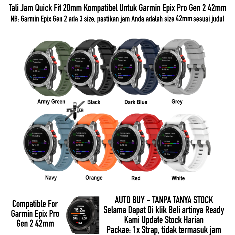 MF7 20mm Quick Fit Strap Garmin Epix Pro Gen 2 42mm - Tali Jam Tangan Rubber Silikon