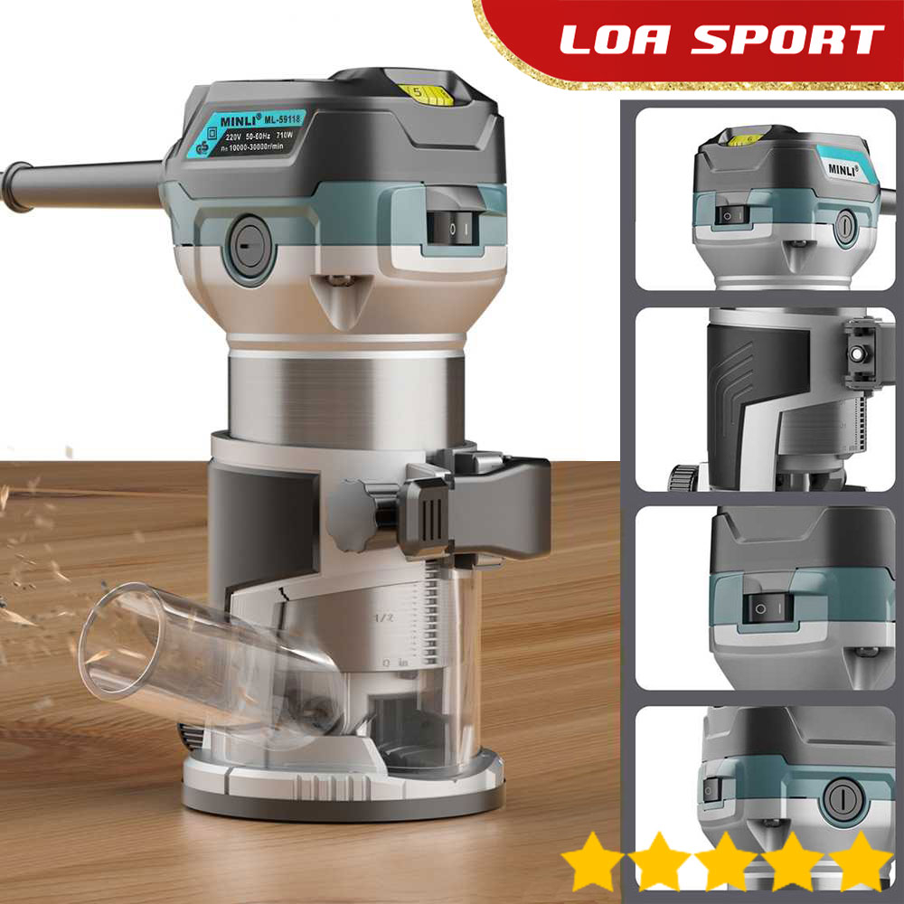 Mesin Profil Kayu Wood Trimmer Manual Motor Listrik 710W 220V 32000RPM