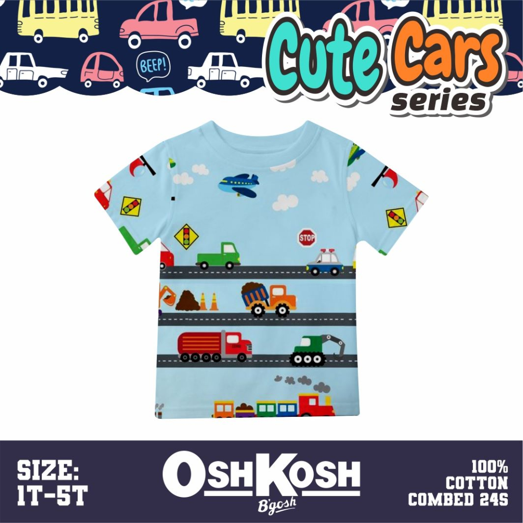 0shkosh Kaos Baby Cars Kaos Anak Usia 1 Sd 5 Tahun -KBS